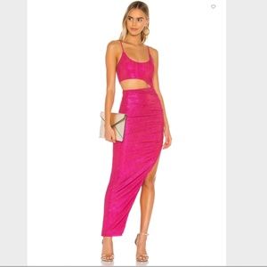 Miyah Cut Out Dress Pink Midi